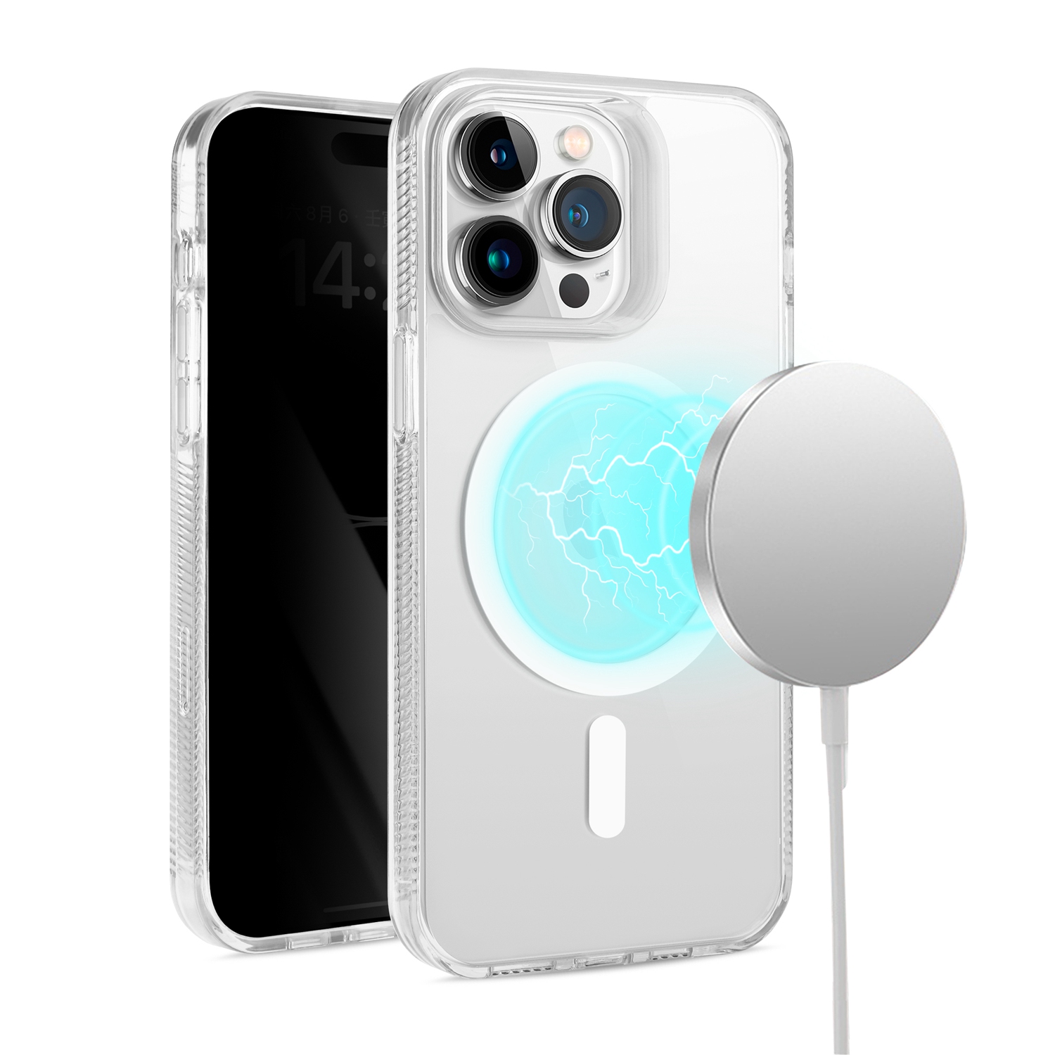 for iphone 15 plus pure transparent [magnetic circle] high quality ultra thick hybrid clear