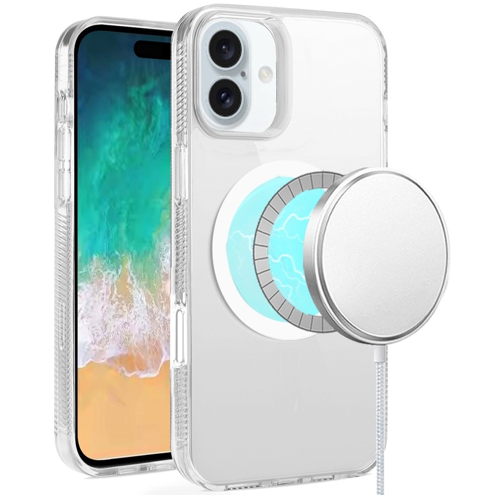 for iphone 16 plus 6.7 inch pure transparent [magnetic circle] high quality ultra thick hybrid clear