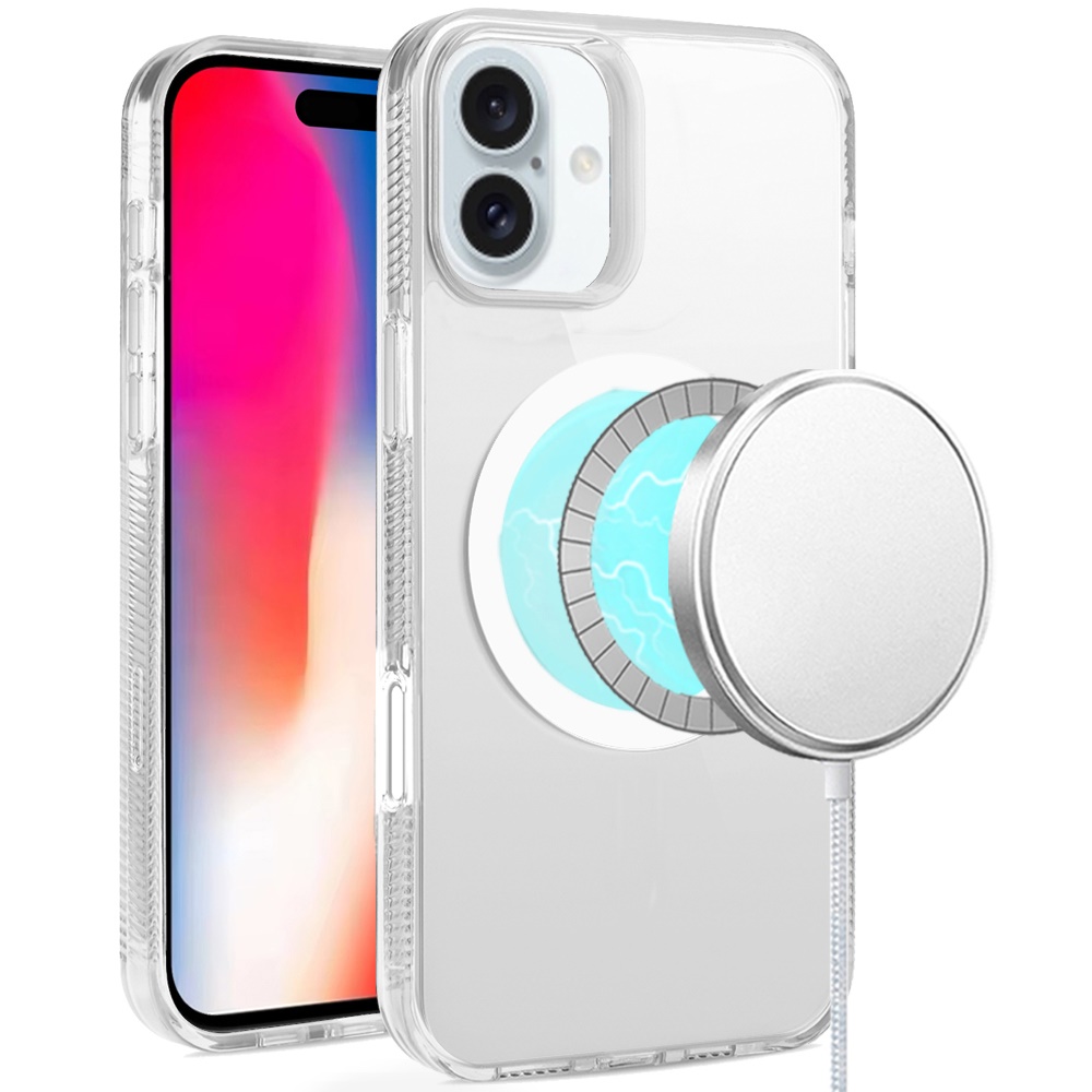 for iphone 16 6.1 inch pure transparent [magnetic circle] high quality ultra thick hybrid clear