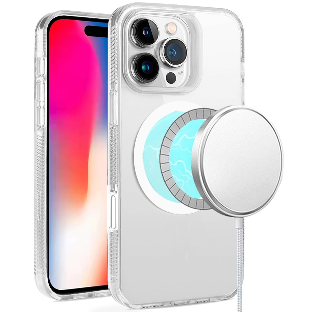 for iphone 16 pro 6.3 inch pure transparent [magnetic circle] high quality ultra thick hybrid clear