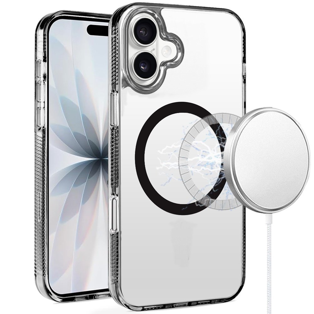 for iphone 17 pure transparent [magnetic circle] high quality ultra thick hybrid black