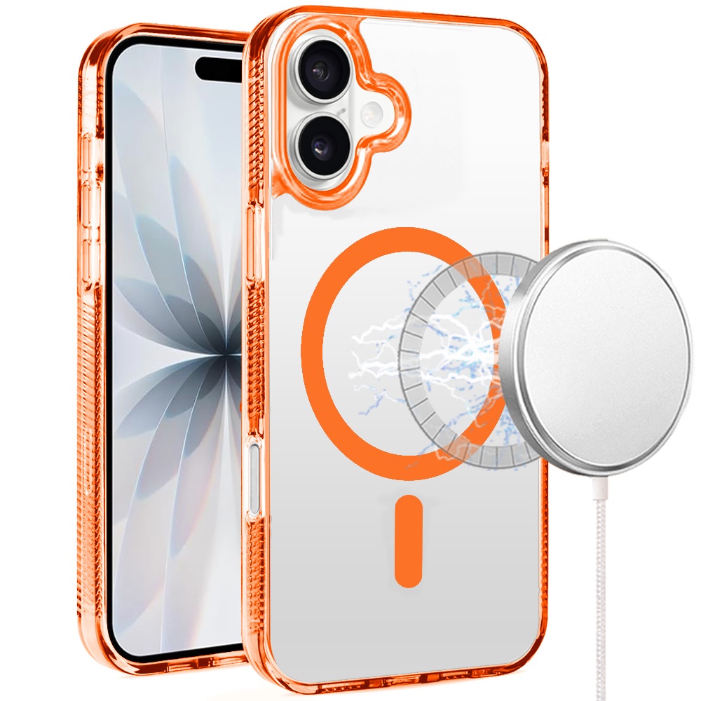 for iphone 17 pure transparent [magnetic circle] high quality ultra thick hybrid cosmic orange
