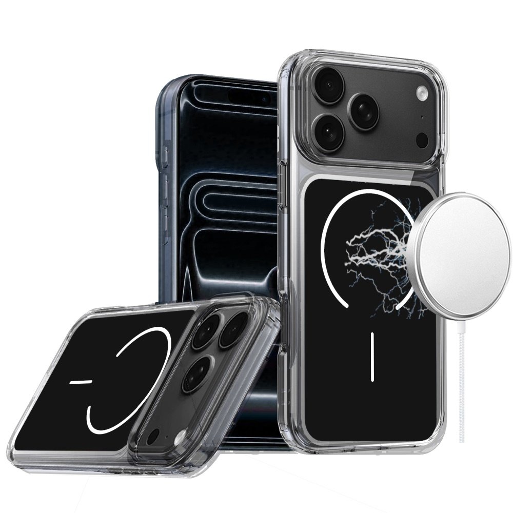 for iphone 17 pro metallic transparent magnetic hybrid case black