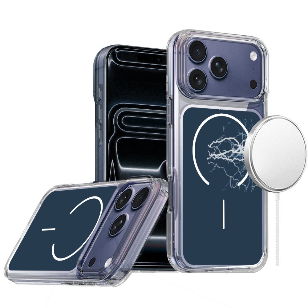 for iphone 17 pro metallic transparent magnetic hybrid case navy blue