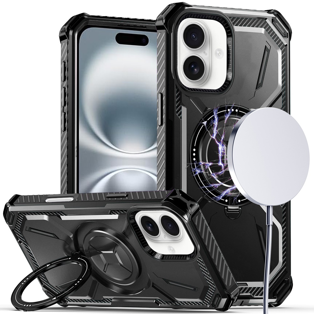 for iphone 16 6.1 inch premium circle [magnetic circle] kickkickstand black