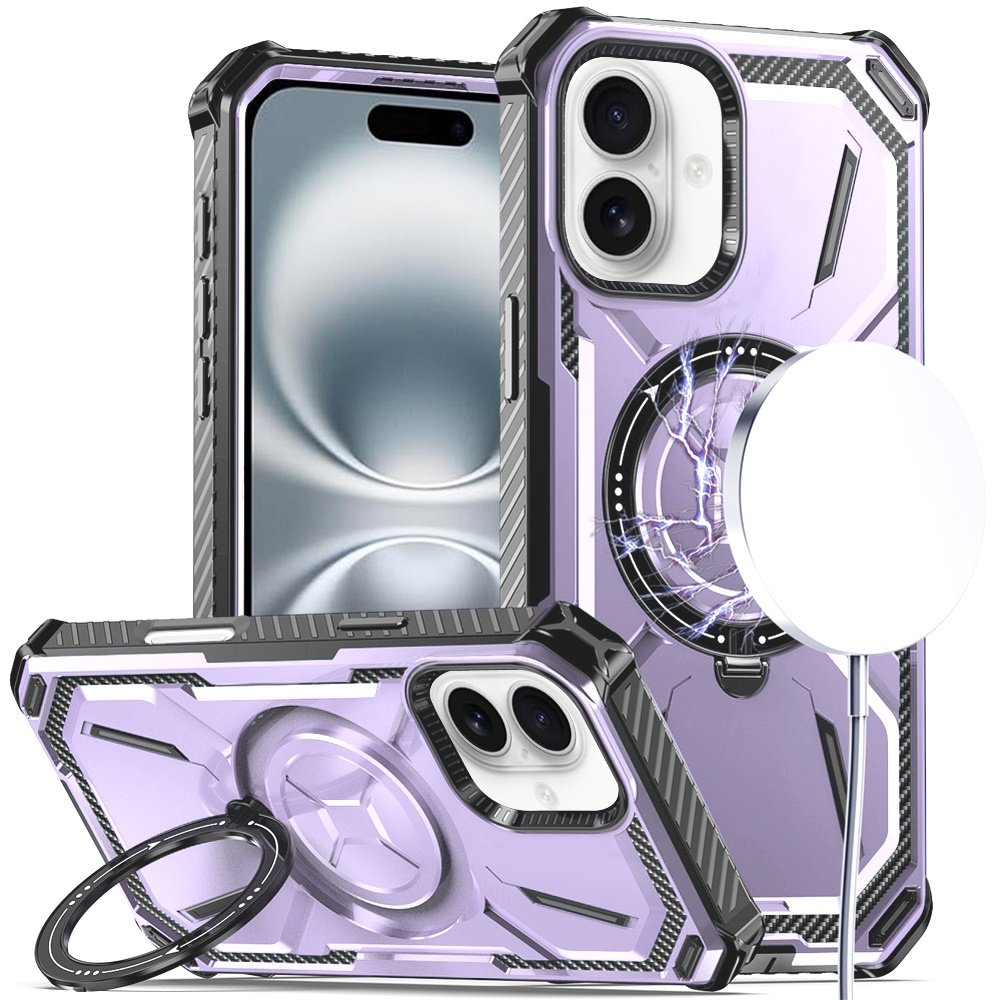 for iphone 16 6.1 inch premium circle [magnetic circle] kickkickstand light purple