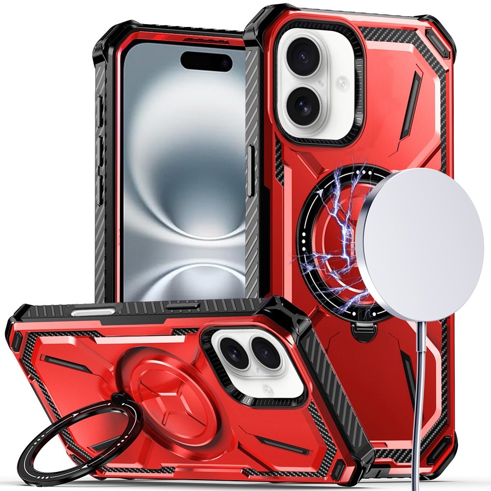for iphone 16 6.1 inch premium circle [magnetic circle] kickkickstand red