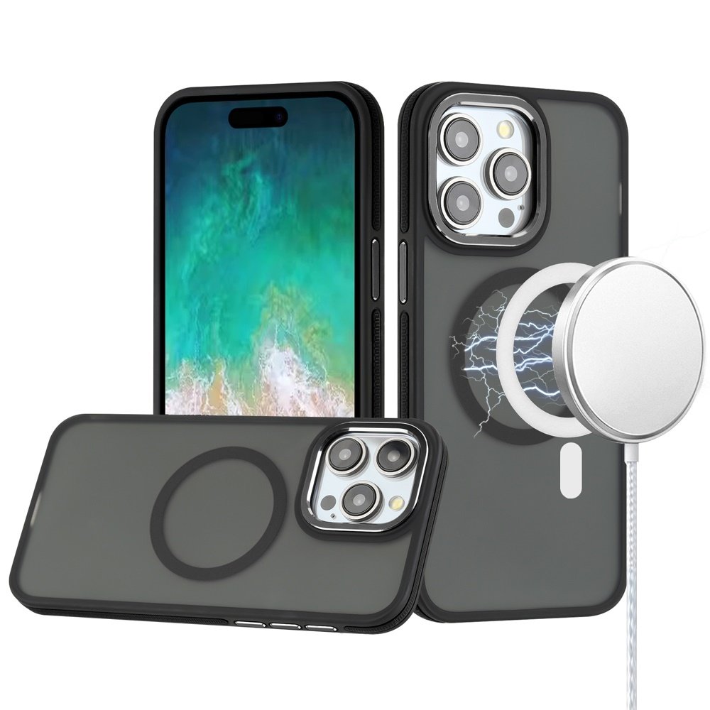 for iphone 16 pro max 6.9 inch royal magnetic ring skin touch hq metal buttons/camera lip hybrid black