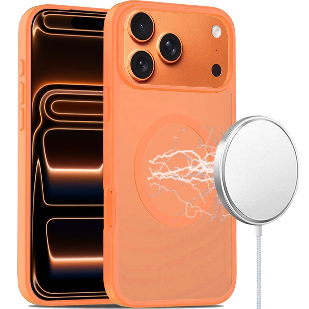 for iphone 17 pro max [magnetic circle] smooth safe matte feel hybrid case cosmic orange