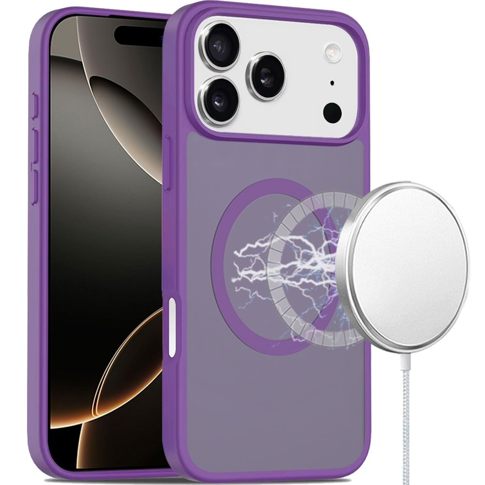 for iphone 17 pro max [magnetic circle] smooth safe matte feel hybrid case dark purple