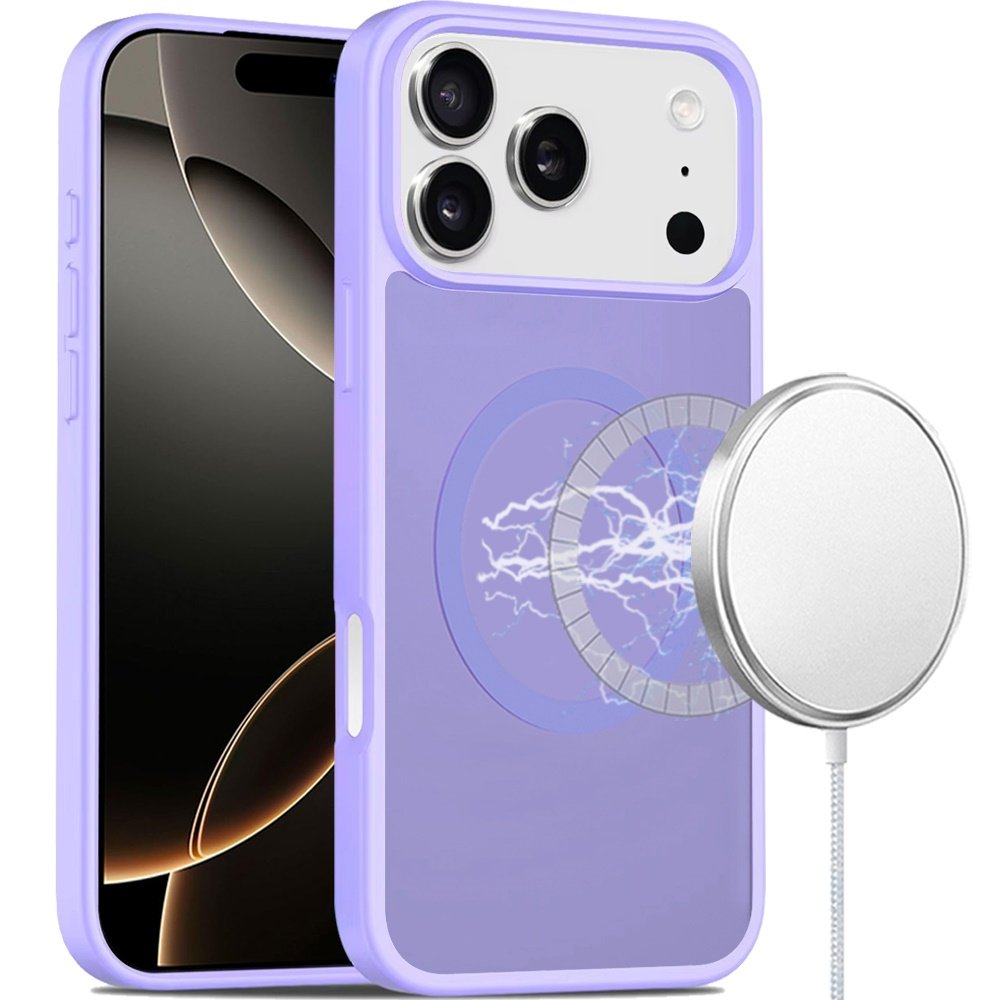 for iphone 17 pro max [magnetic circle] smooth safe matte feel hybrid case light purple