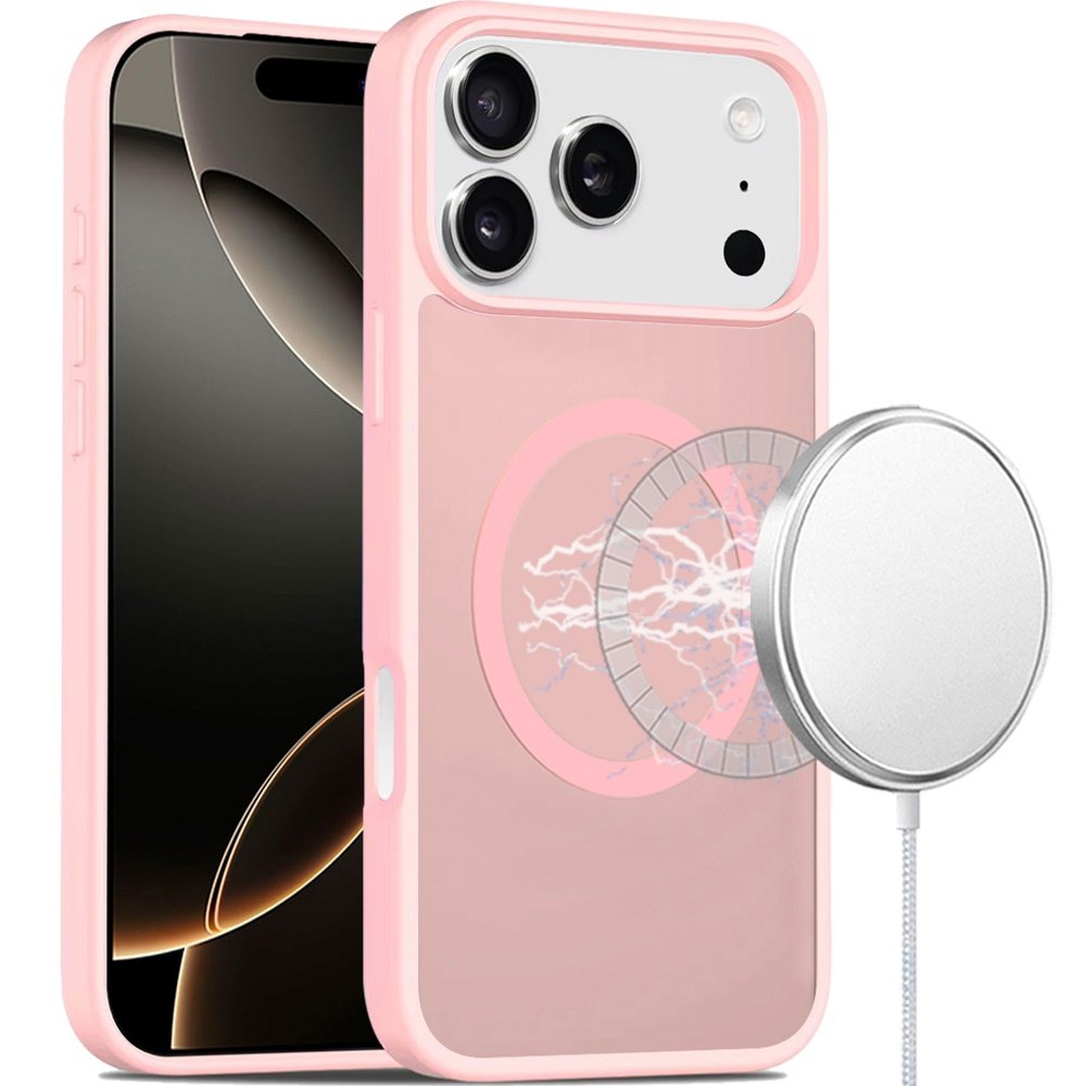for iphone 17 pro [magnetic circle] smooth safe matte feel hybrid case light pink