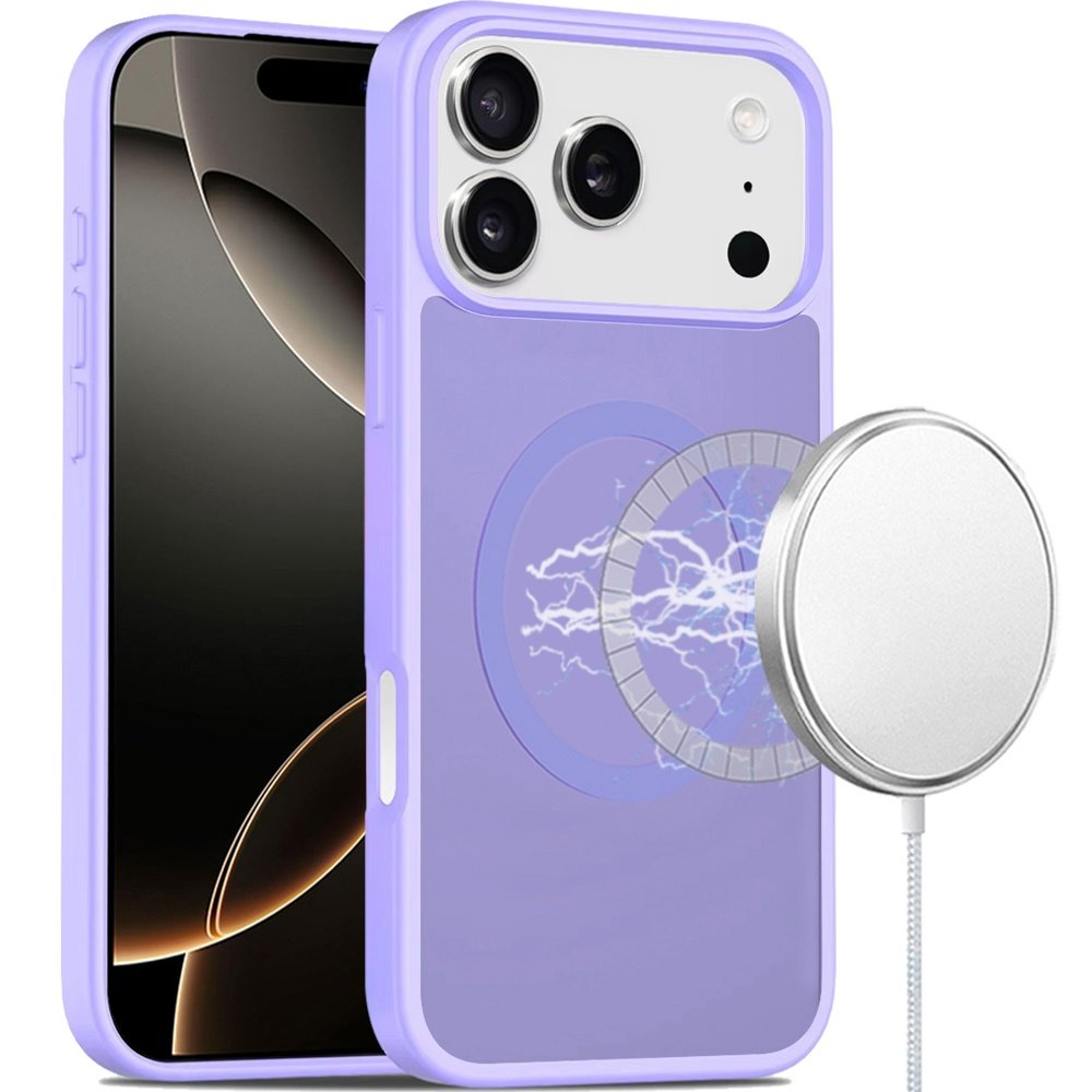 for iphone 17 pro [magnetic circle] smooth safe matte feel hybrid case light purple