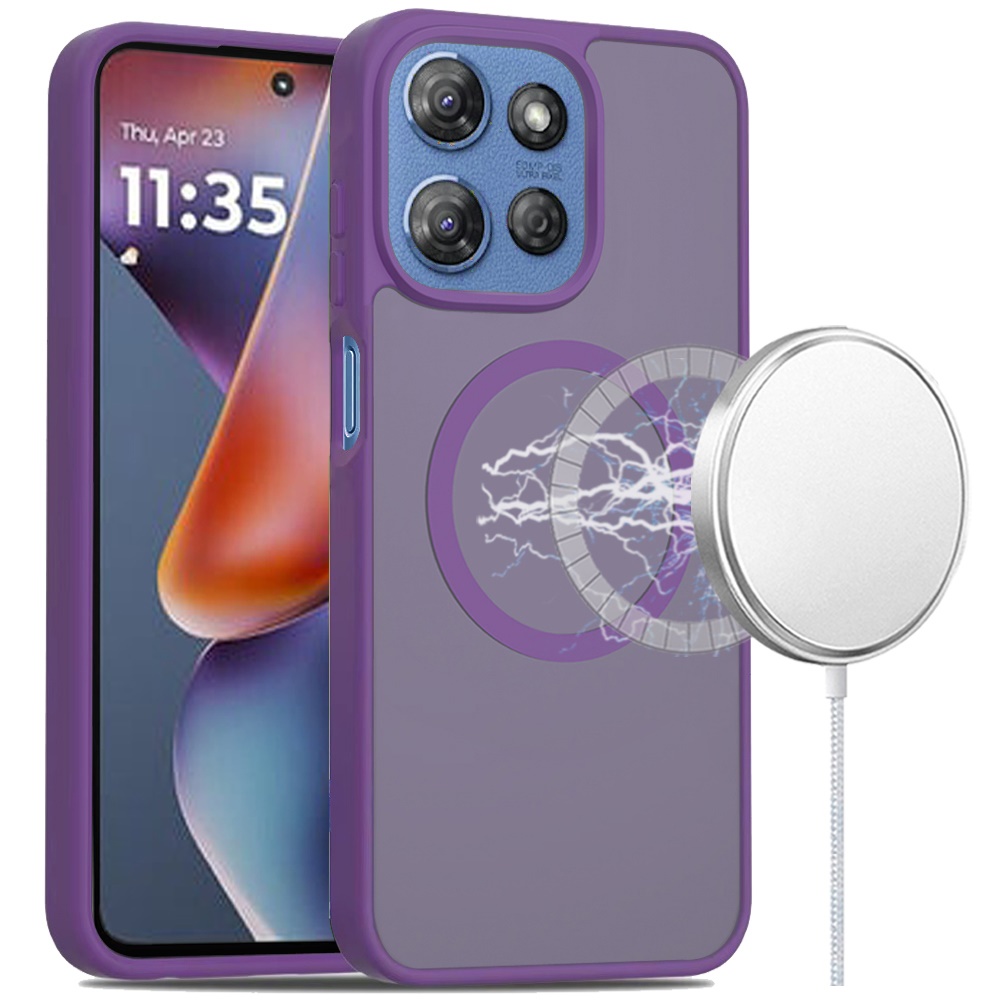 for moto g 5g 2025/2026 g play 2026 [magnetic circle] smooth safe matte feel hybrid case dark purple