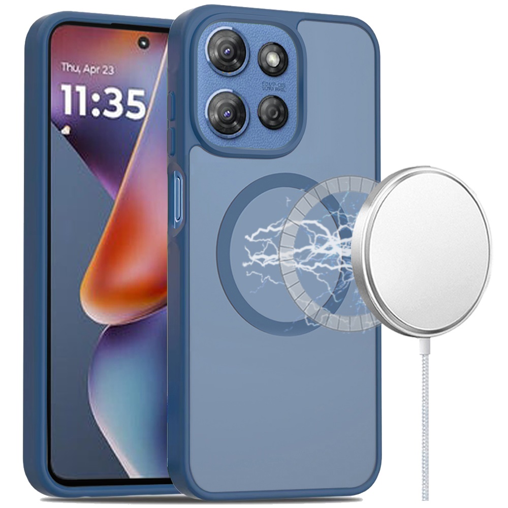 for moto g 5g 2025/2026 g play 2026 [magnetic circle] smooth safe matte feel hybrid case navy blue