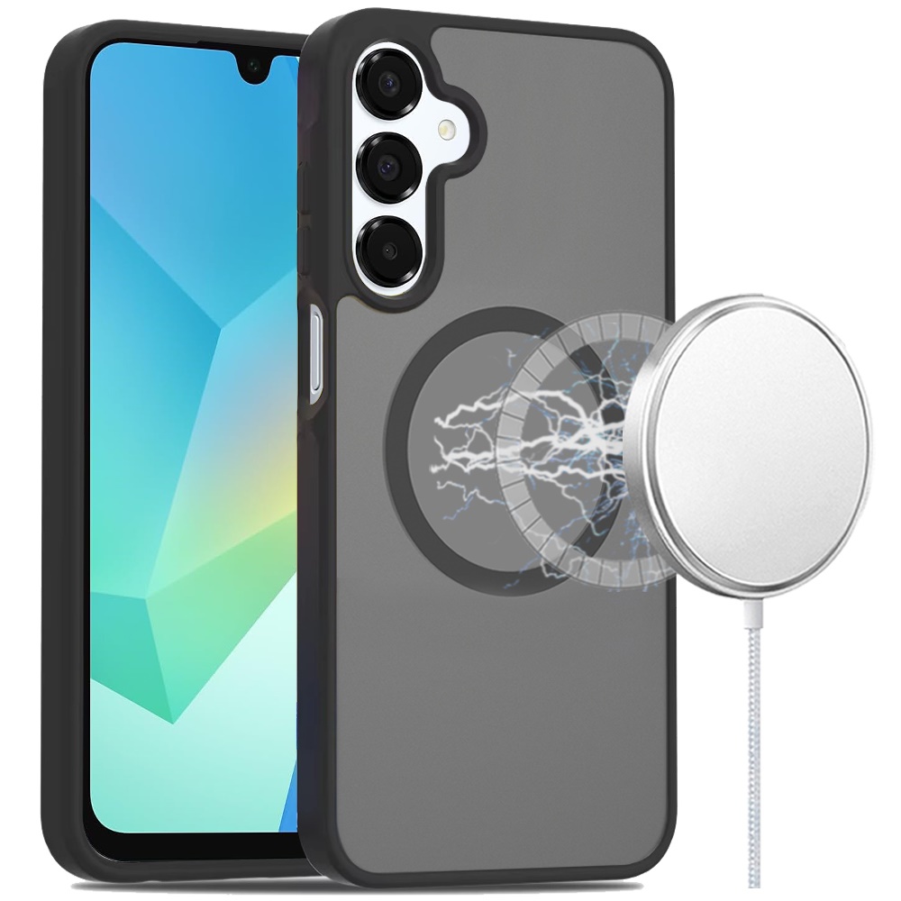for samsung a16 5g [magnetic circle] smooth safe matte feel hybrid case black