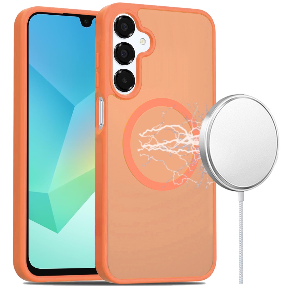 for samsung a16 5g [magnetic circle] smooth safe matte feel hybrid case cosmic orange