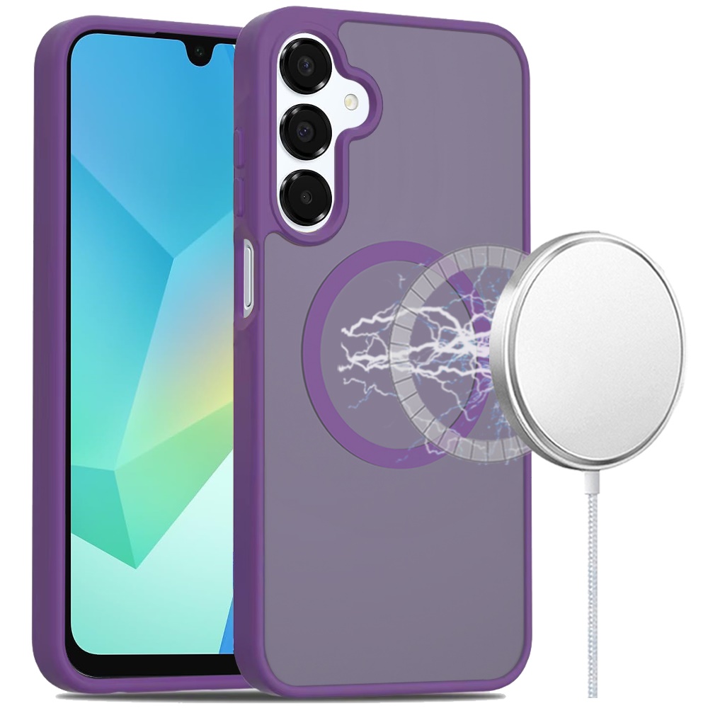 for samsung a16 5g [magnetic circle] smooth safe matte feel hybrid case dark purple