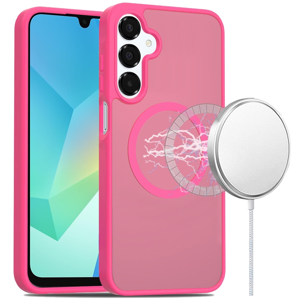 for samsung a16 5g [magnetic circle] smooth safe matte feel hybrid case hot pink