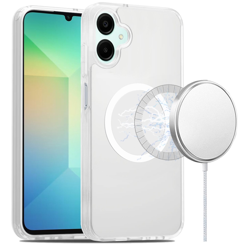 for samsung a06 [magnetic circle] smooth safe matte feel hybrid case clear