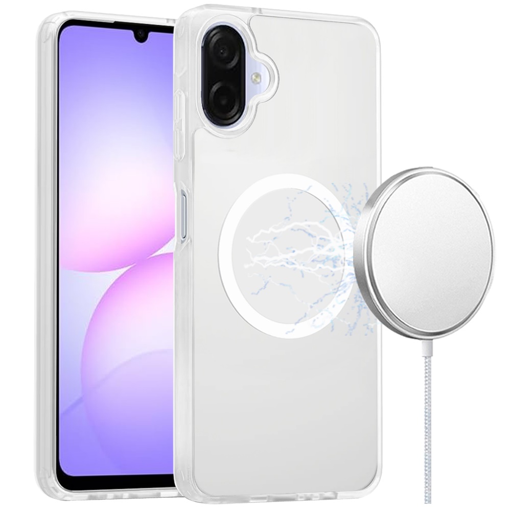for samsung galaxy a07 [magnetic circle] smooth safe matte feel hybrid case clear