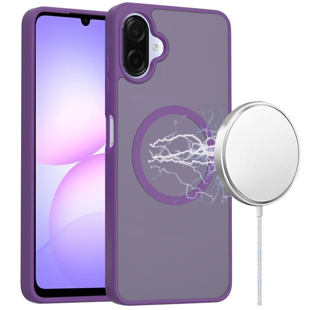 for samsung galaxy a07 [magnetic circle] smooth safe matte feel hybrid case dark purple