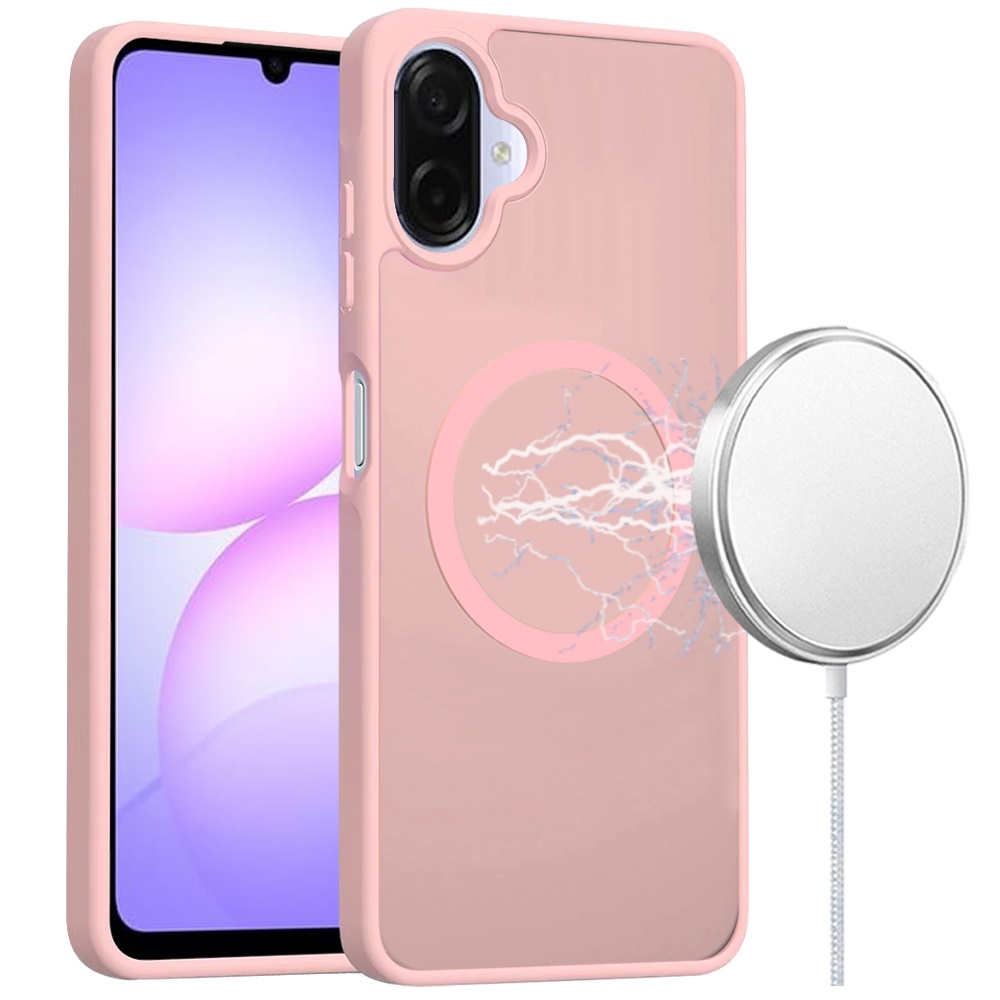 for samsung galaxy a07 [magnetic circle] smooth safe matte feel hybrid case light pink