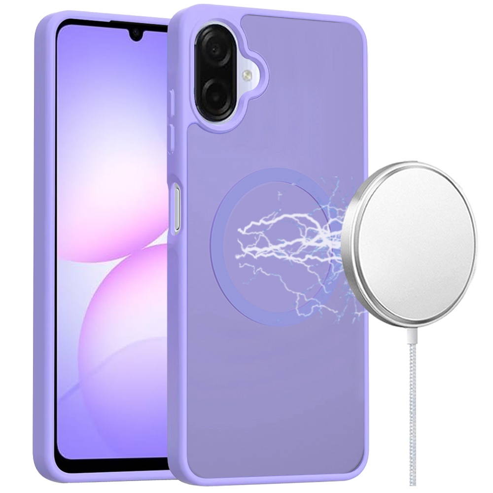 for samsung galaxy a07 [magnetic circle] smooth safe matte feel hybrid case light purple