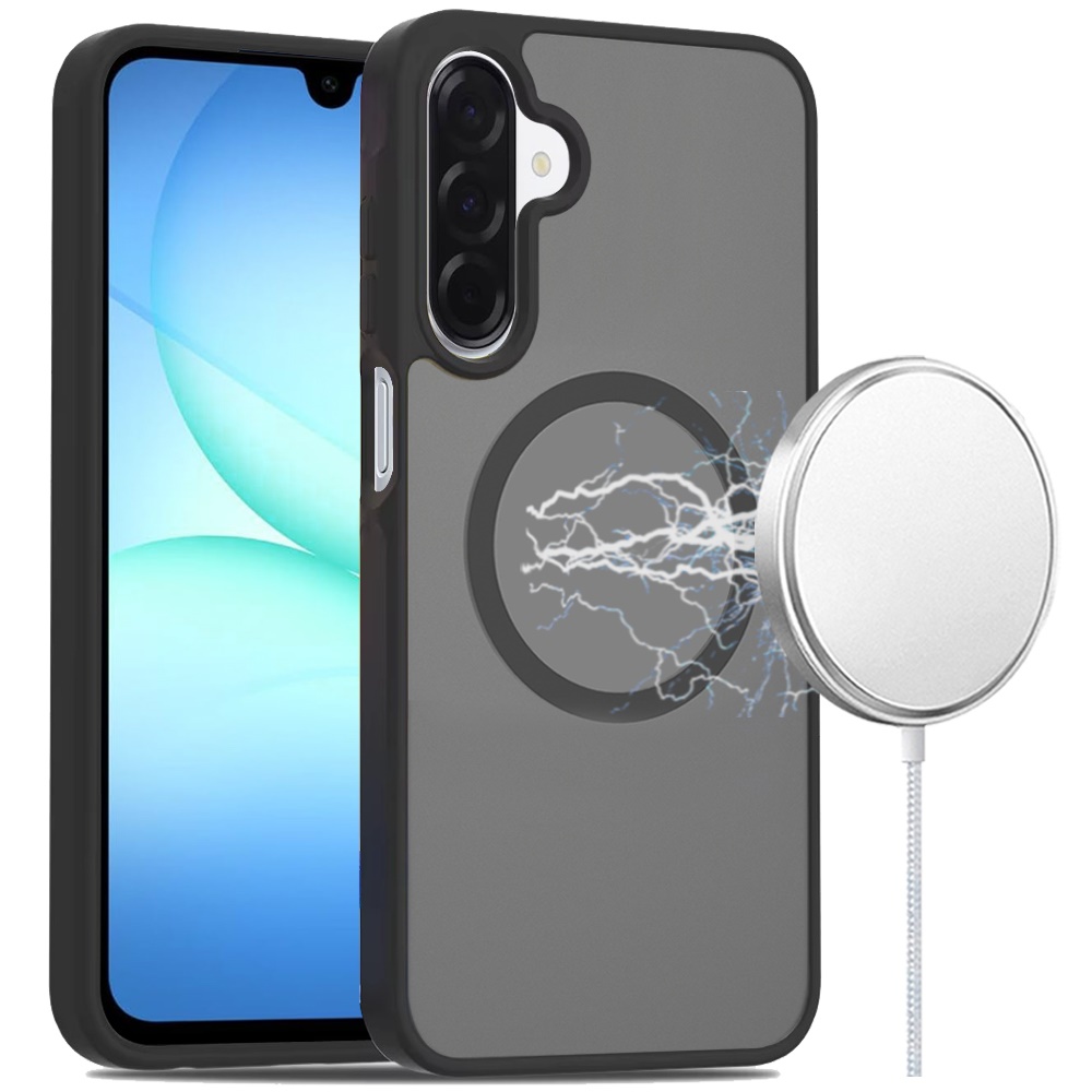 for samsung a17 5g [magnetic circle] smooth safe matte feel hybrid case black