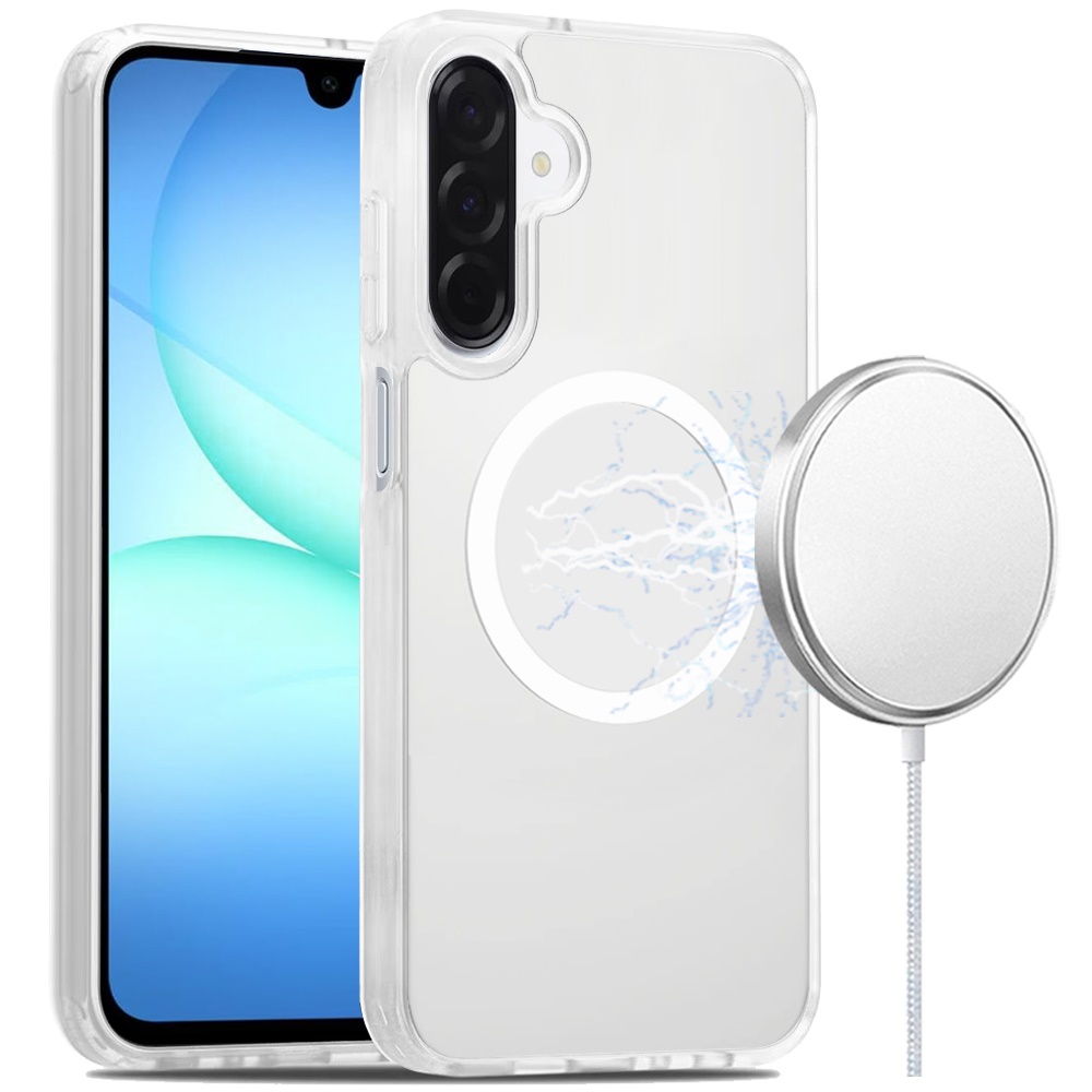 for samsung a17 5g [magnetic circle] smooth safe matte feel hybrid case clear