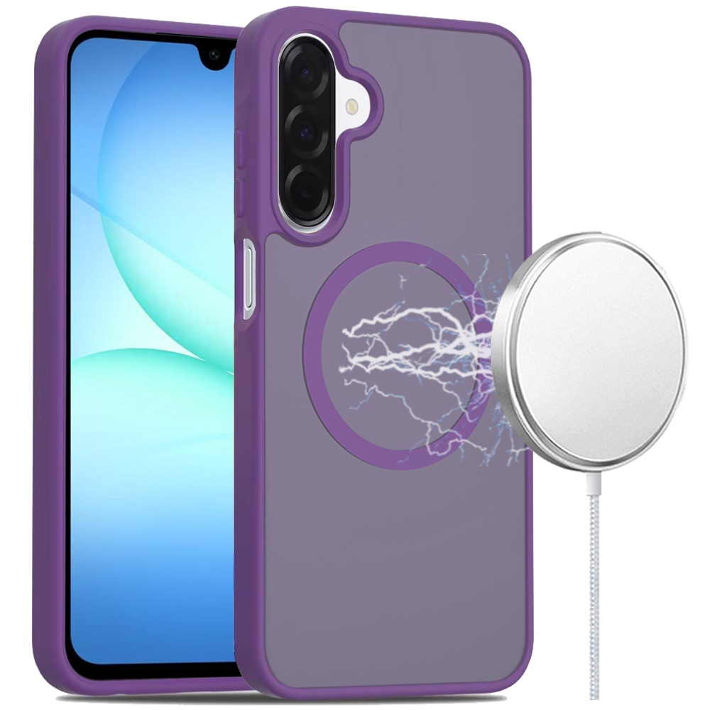 for samsung a17 5g [magnetic circle] smooth safe matte feel hybrid case dark purple