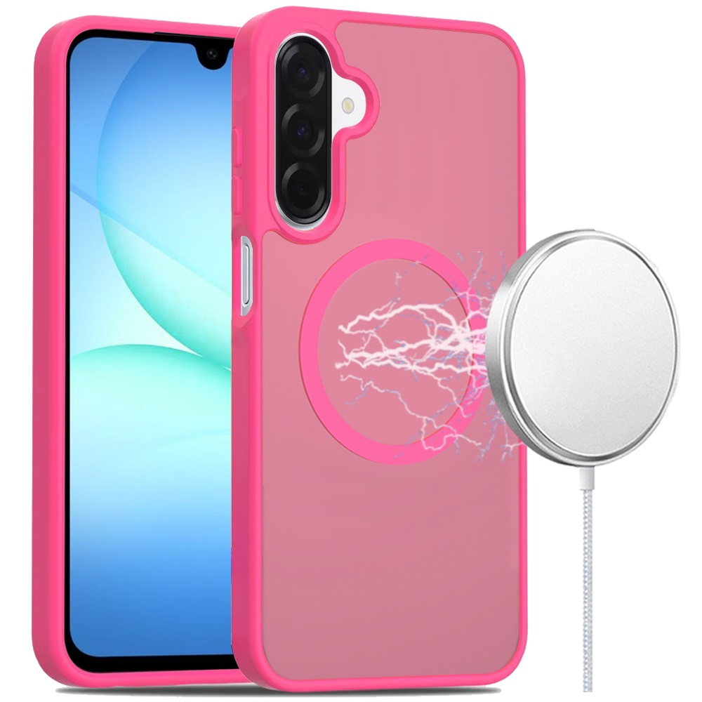 for samsung a17 5g [magnetic circle] smooth safe matte feel hybrid case hot pink