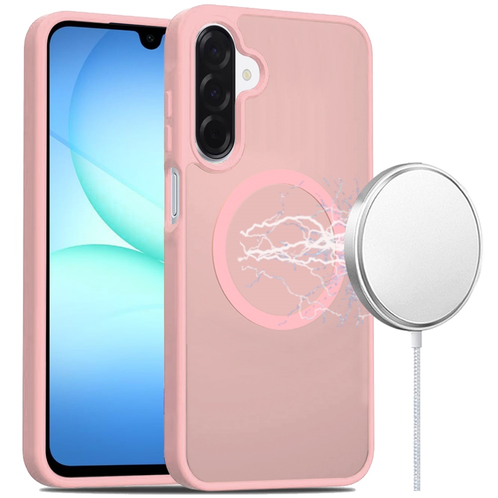 for samsung a17 5g [magnetic circle] smooth safe matte feel hybrid case light pink