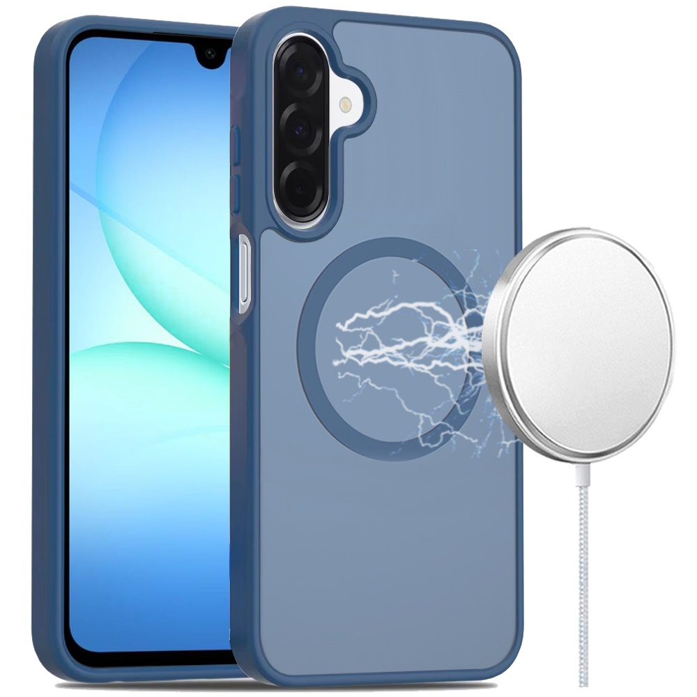 for samsung a17 5g [magnetic circle] smooth safe matte feel hybrid case navy blue