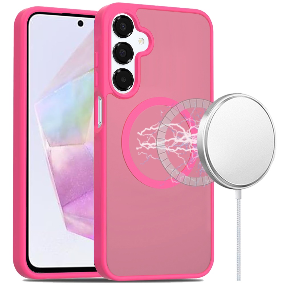for samsung galaxy a36 / a56 [magnetic circle] smooth safe matte feel hybrid case hot pink