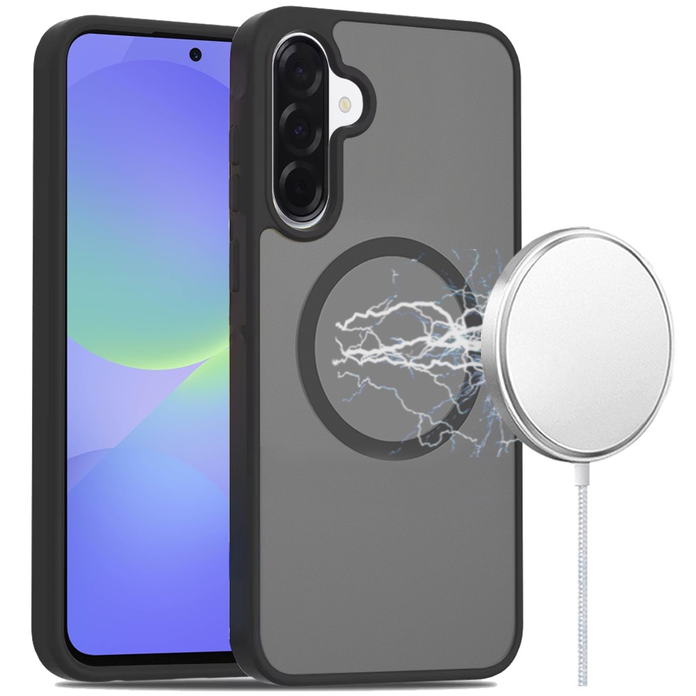for samsung galaxy a37 [magnetic circle] smooth safe matte feel hybrid case black