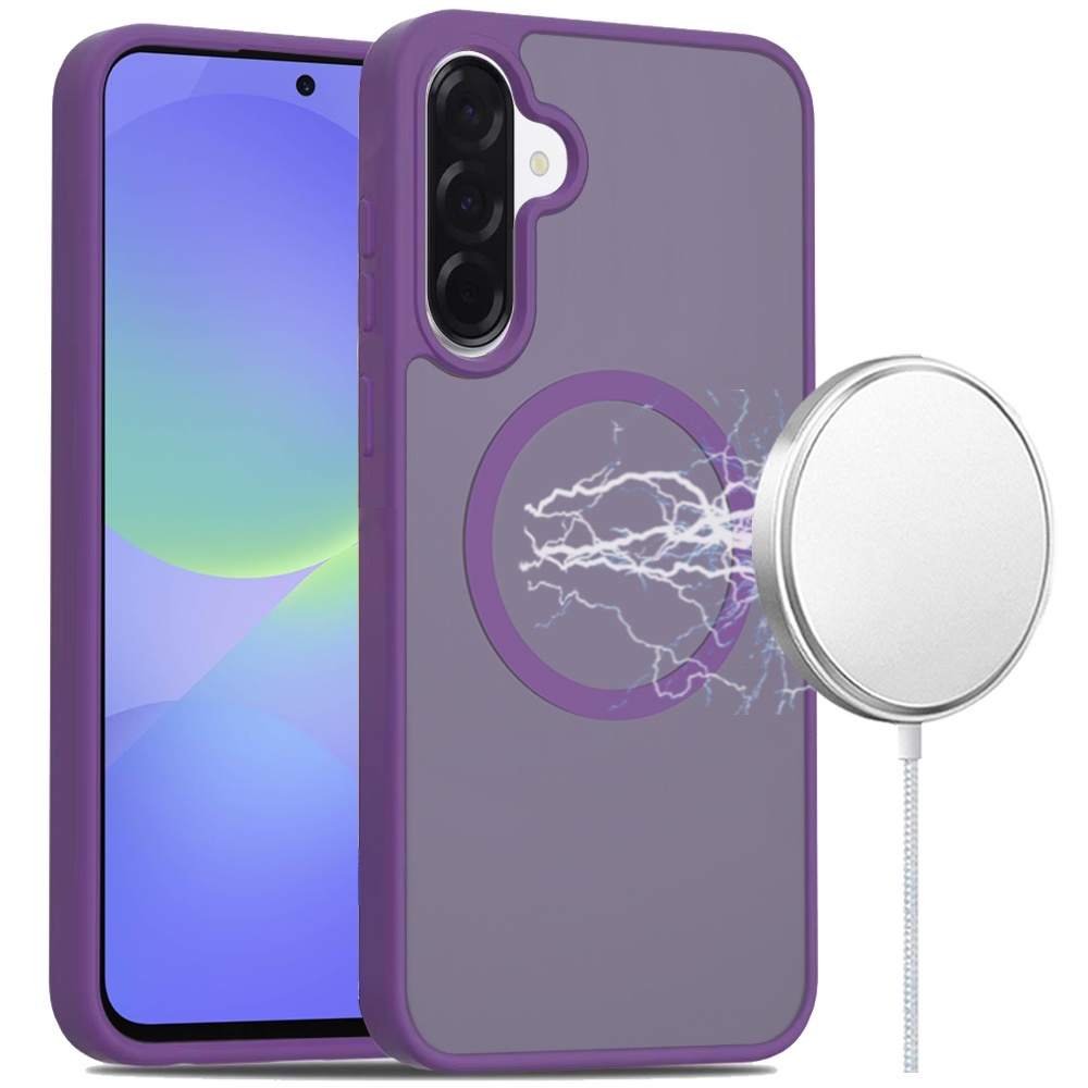 for samsung galaxy a37 [magnetic circle] smooth safe matte feel hybrid case dark purple