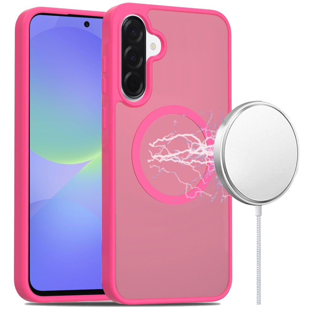 for samsung galaxy a37 [magnetic circle] smooth safe matte feel hybrid case hot pink