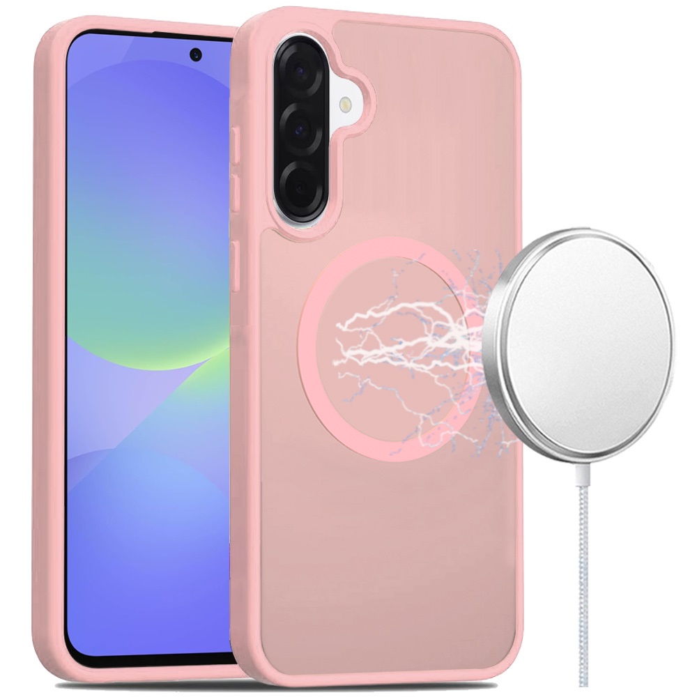 for samsung galaxy a37 [magnetic circle] smooth safe matte feel hybrid case light pink