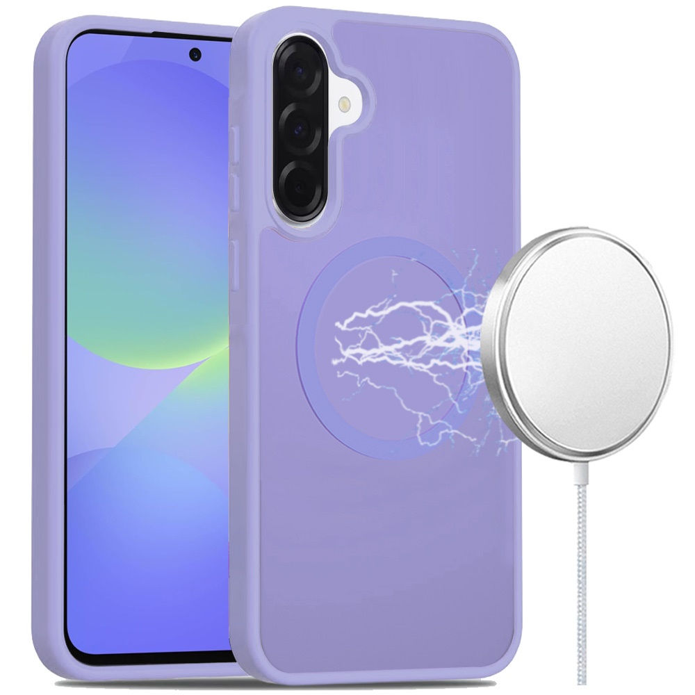 for samsung galaxy a37 [magnetic circle] smooth safe matte feel hybrid case light purple