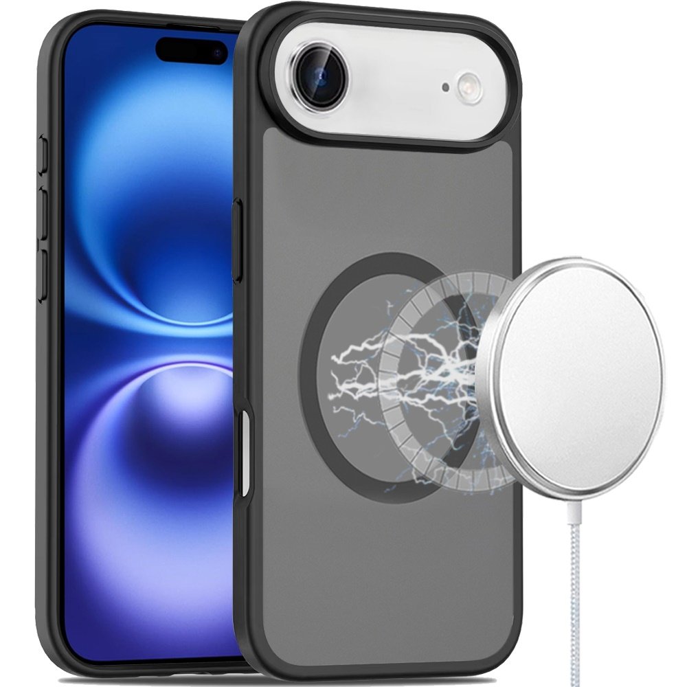 for iphone 17 air [magnetic circle] smooth safe matte feel hybrid case black