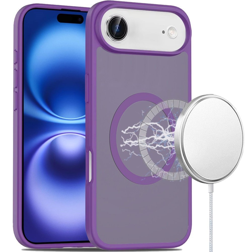 for iphone 17 air [magnetic circle] smooth safe matte feel hybrid case dark purple