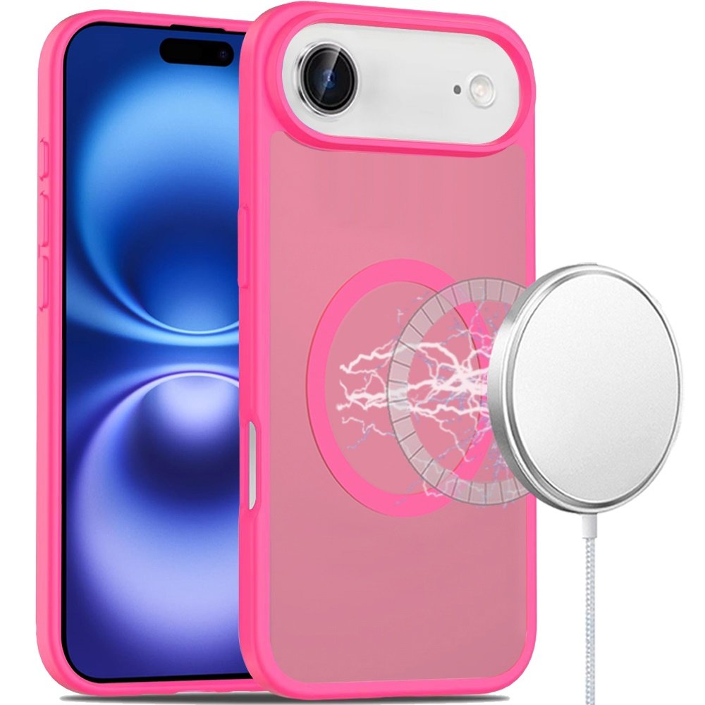 for iphone 17 air [magnetic circle] smooth safe matte feel hybrid case hot pink