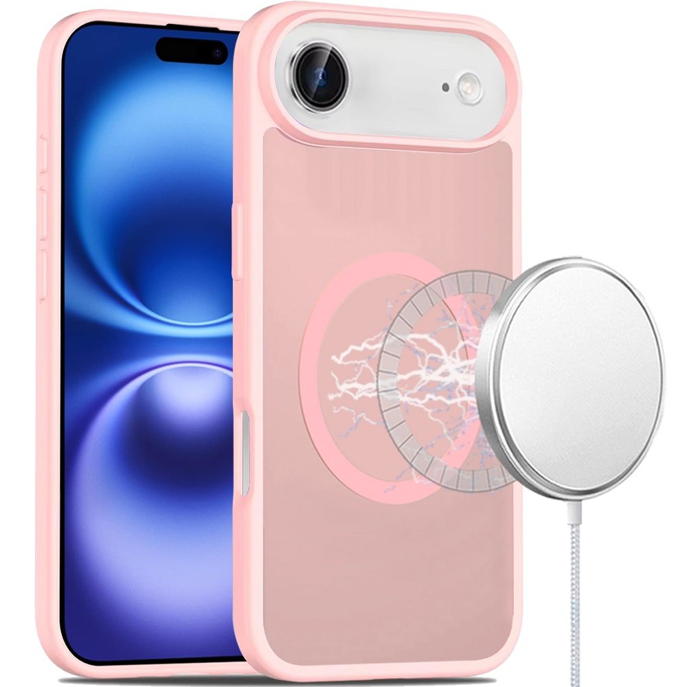 for iphone 17 air [magnetic circle] smooth safe matte feel hybrid case light pink
