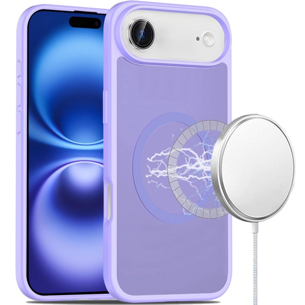 for iphone 17 air [magnetic circle] smooth safe matte feel hybrid case light purple