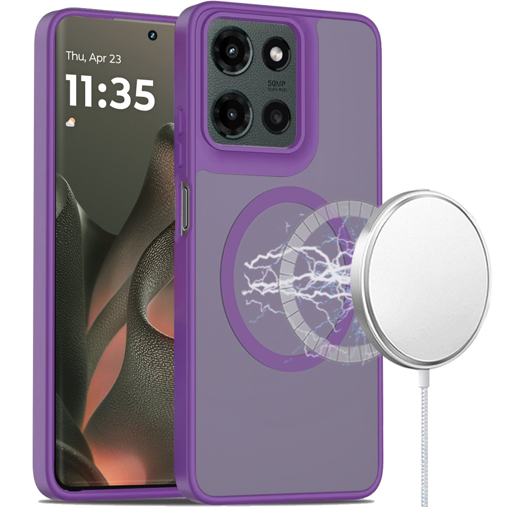 for motorola edge 2025 [magnetic circle] smooth safe matte feel hybrid case dark purple