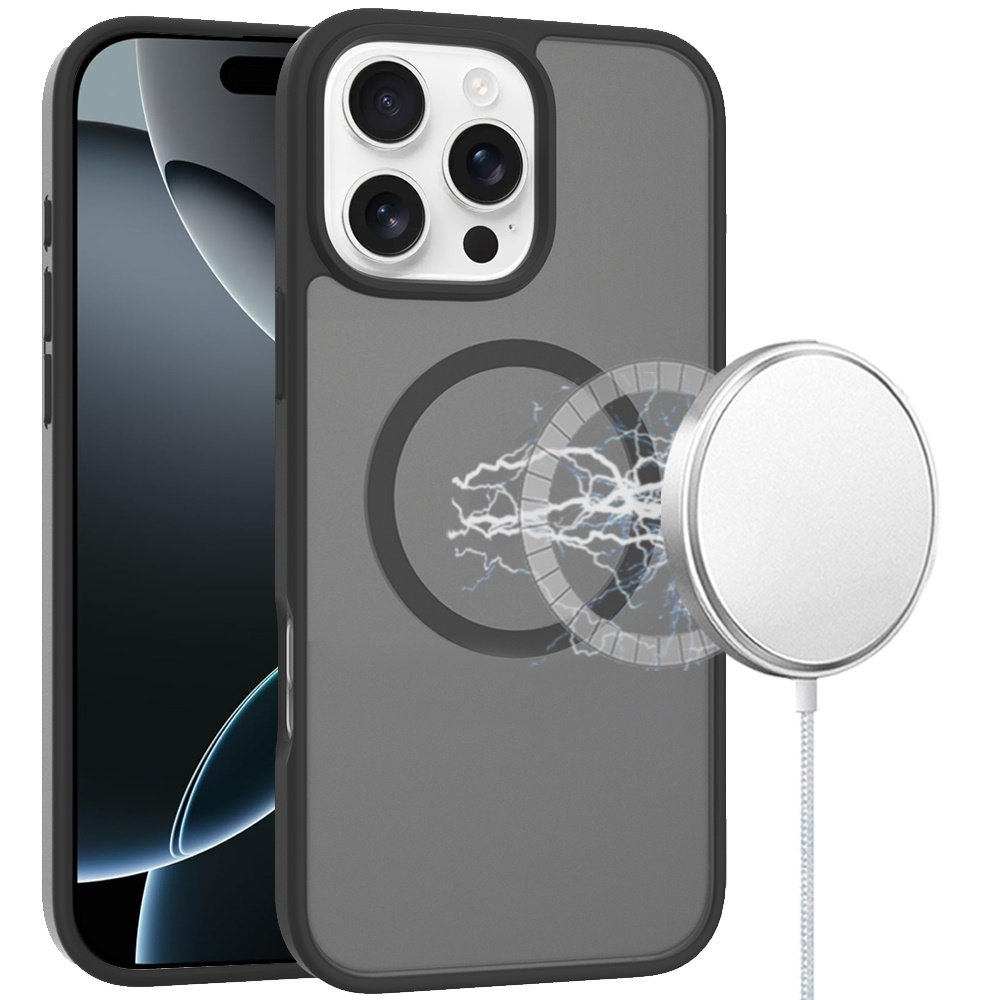 for iphone 16 pro max 6.9 inch [magnetic circle] smooth safe matte feel hybrid case black