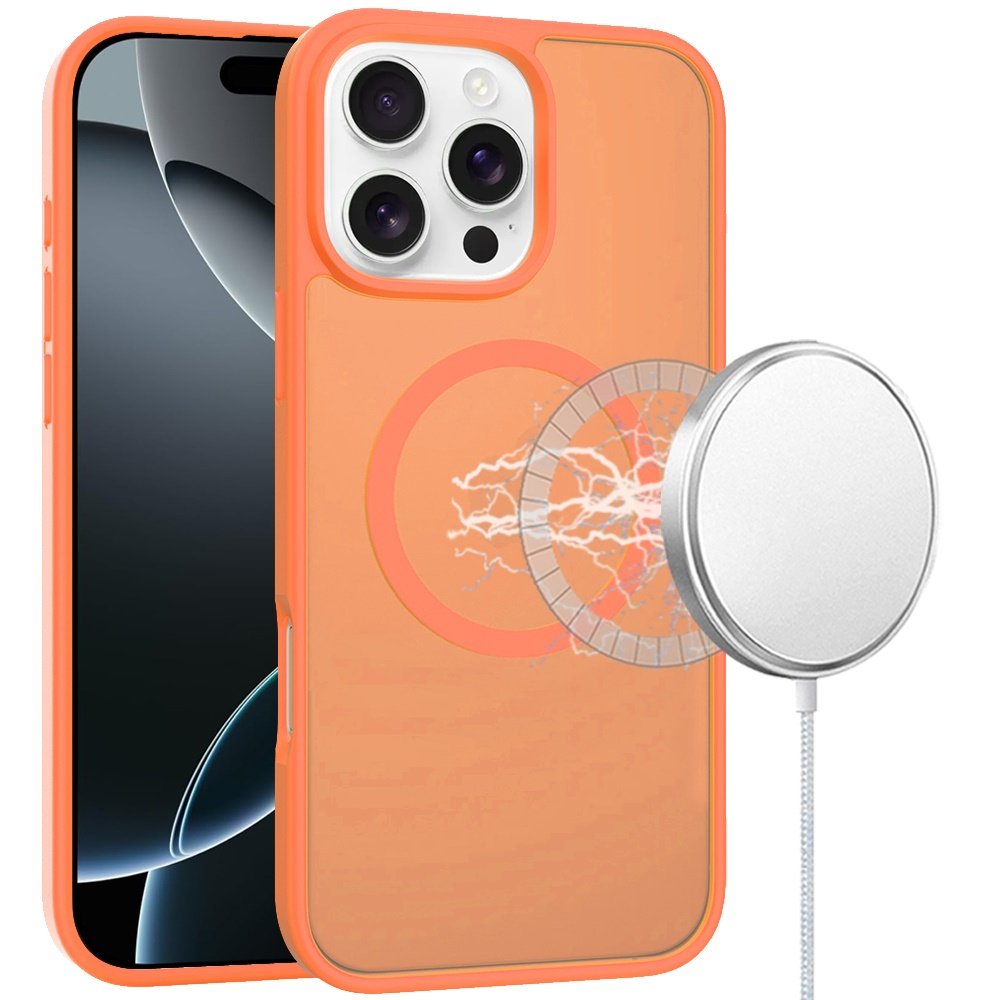 for iphone 16 pro max 6.9 inch [magnetic circle] smooth safe matte feel hybrid case cosmic orange