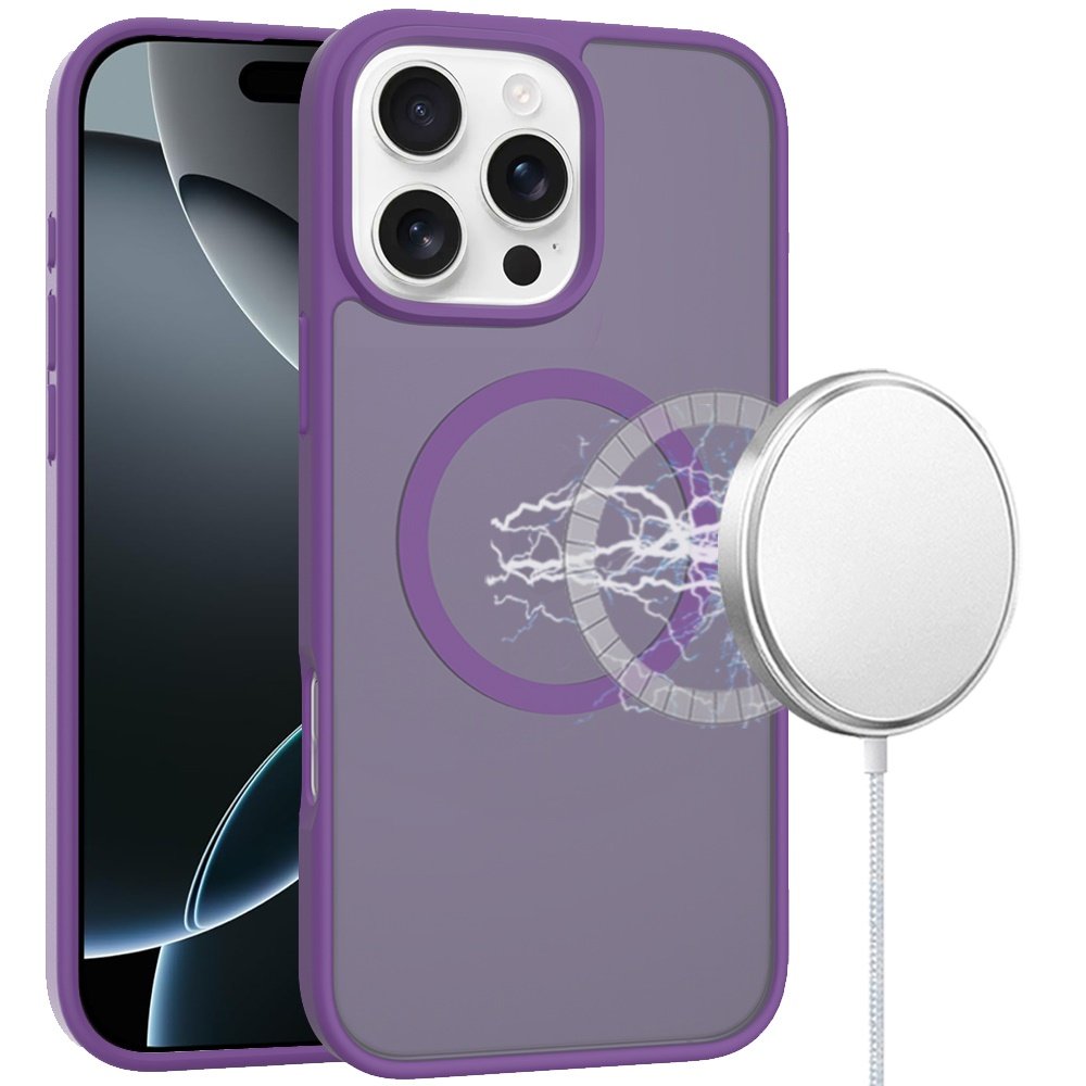 for iphone 16 pro max 6.9 inch [magnetic circle] smooth safe matte feel hybrid case dark purple