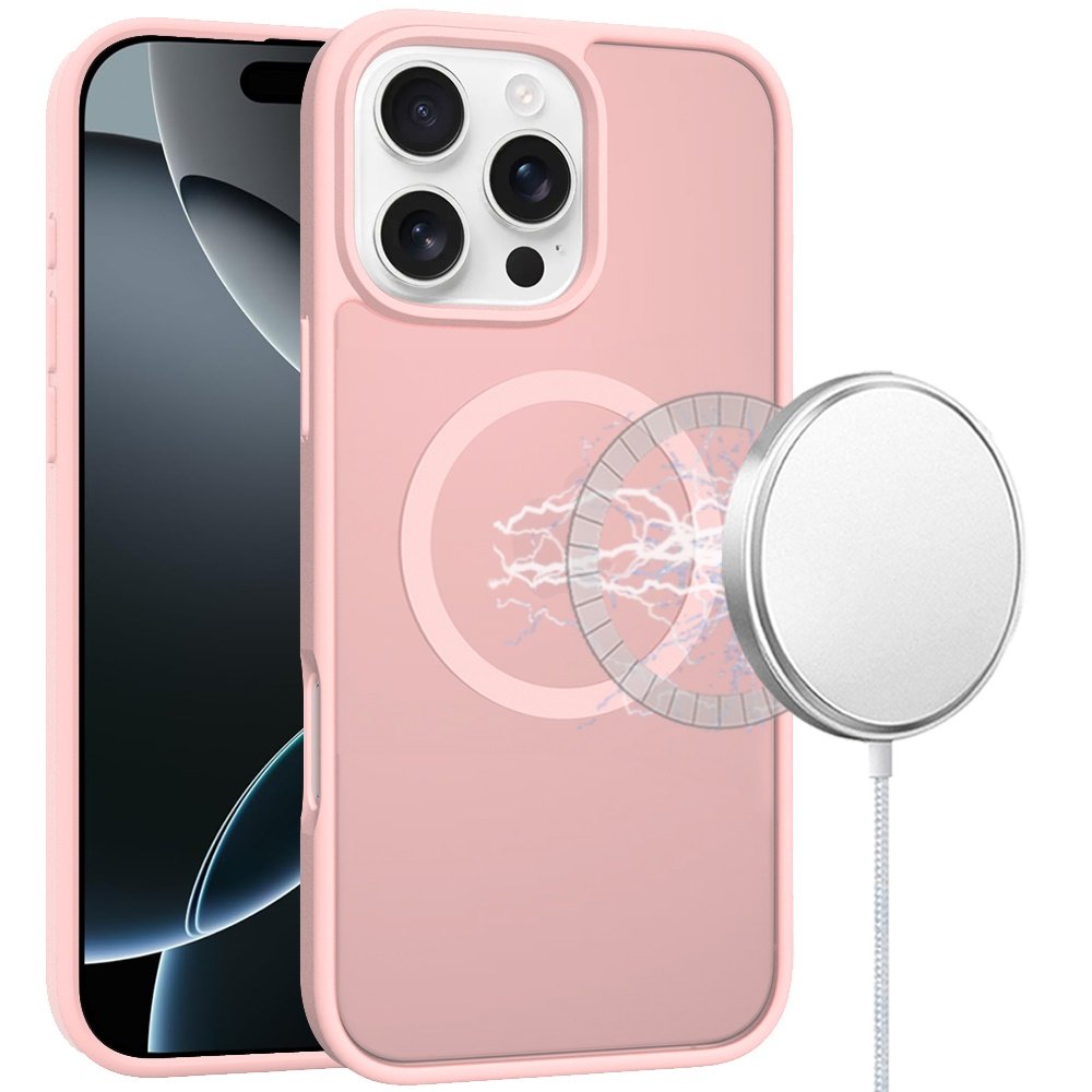 for iphone 16 pro max 6.9 inch [magnetic circle] smooth safe matte feel hybrid case light pink